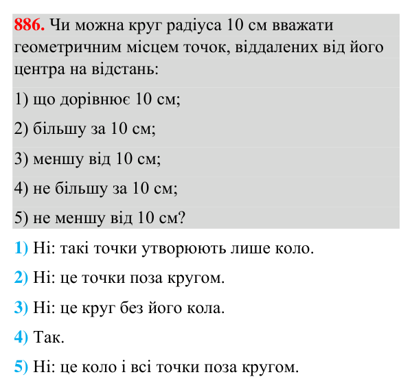 Завдання 886 Відповідь до завдання 886 (с. 210) з геометрії для 7 класу (Бурда, 2024): Геометричне місце точок