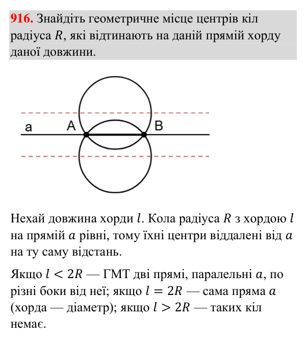 Завдання 916 Відповідь до завдання 916 (с. 212) з геометрії для 7 класу (Бурда, 2024): Геометричне місце точок