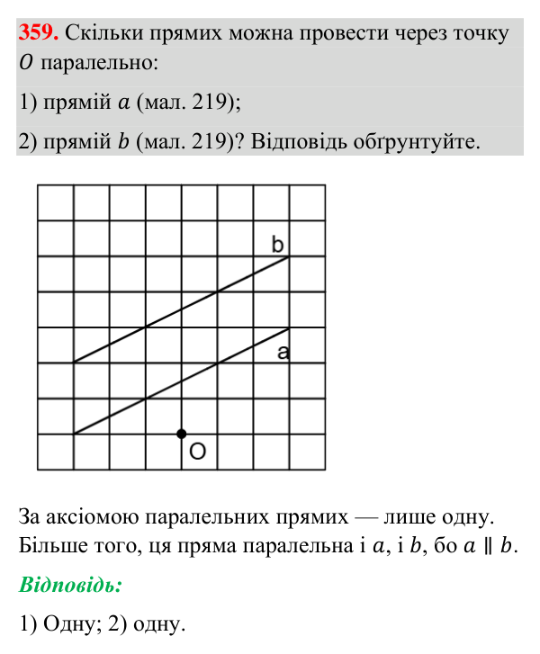 Відповідь до завдання 359 (с. 94) з геометрії для 7 класу (Бурда, 2024): Паралельні прямі