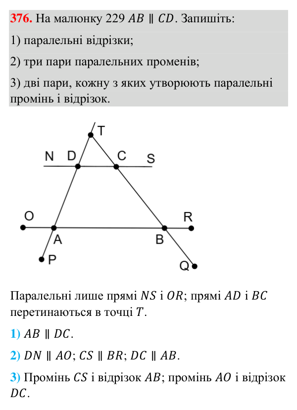 Відповідь до завдання 376 (с. 97) з геометрії для 7 класу (Бурда, 2024): Паралельні прямі