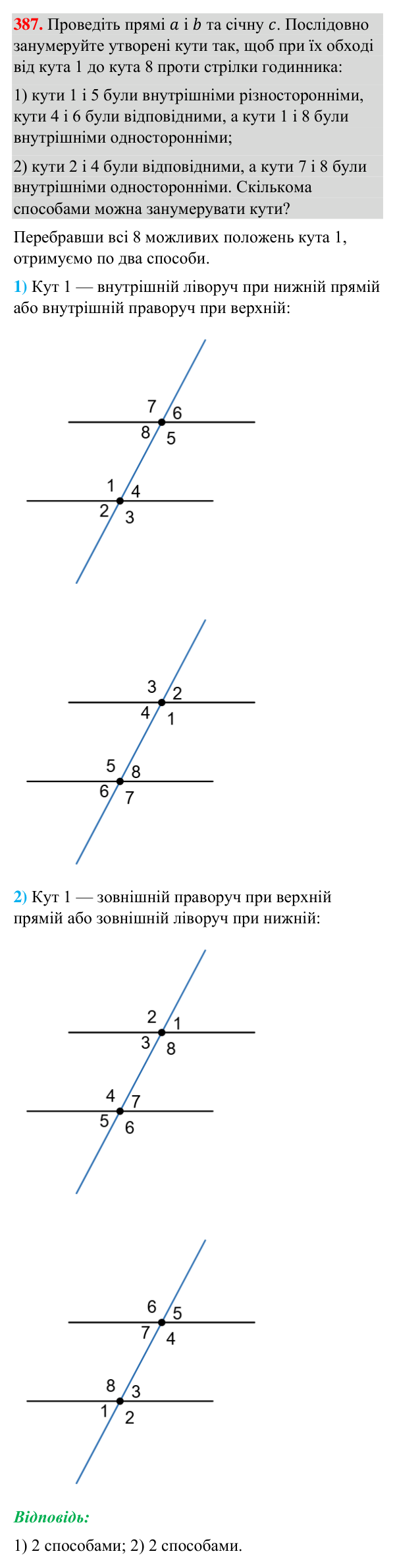 Відповідь до завдання 387 (с. 98) з геометрії для 7 класу (Бурда, 2024): Паралельні прямі
