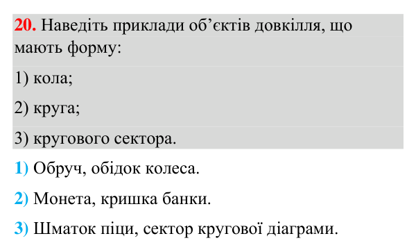 Завдання 20 (повторення за 5–6 класи) Відповідь до завдання 20 (с. 8) з повторення геометрії за 5–6 класи для 7 класу (Бурда, 2024): Геометричні фігури
