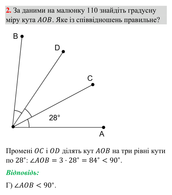 Тестове завдання 2 (с. 53) Відповідь до тестового завдання 2 (с. 53) з геометрії для 7 класу (Бурда, 2024): тестові завдання до розділу 2