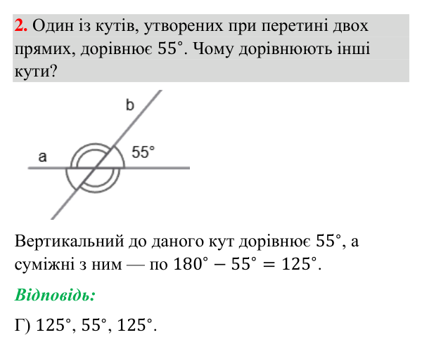 Тестове завдання 2 (с. 118) Відповідь до тестового завдання 2 (с. 118) з геометрії для 7 класу (Бурда, 2024): тестові завдання до розділу 3