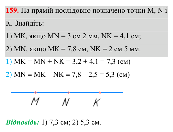 Завдання 159 Відповідь до завдання 159 (с. 48) з геометрії для 7 класу (Істер, 2024): Перпендикулярні прямі. Перпендикуляр. Відстань від…