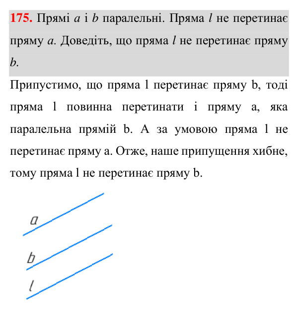 Завдання 175 Відповідь до завдання 175 (с. 53) з геометрії для 7 класу (Істер, 2024): Паралельні прямі
