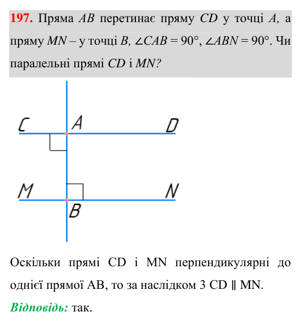 Відповідь до завдання 197 (с. 59) з геометрії для 7 класу (Істер, 2024): Кути, утворені при перетині двох прямих січною.…