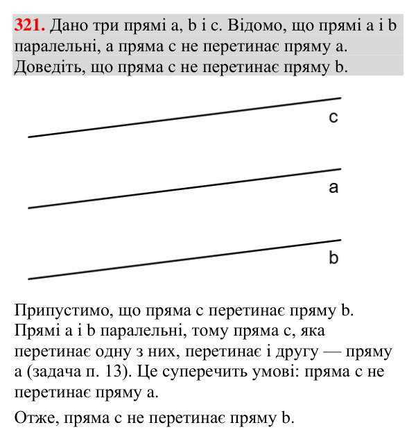 Відповідь до завдання 321 (с. 129) з геометрії для 7 класу (Мерзляк, 2024): Паралельні прямі