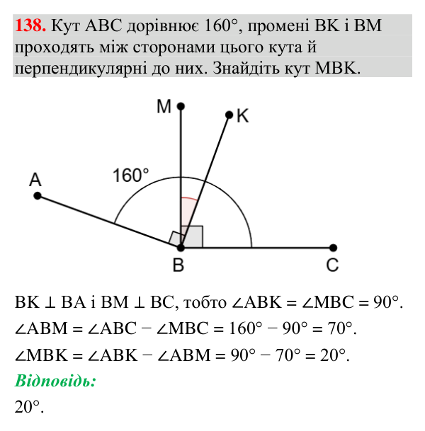 Завдання 138 Відповідь до завдання 138 (с. 50) з геометрії для 7 класу (Мерзляк, 2024): Перпендикулярні прямі