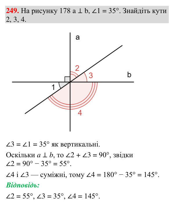 Завдання 249 Відповідь до завдання 249 (с. 93) з геометрії для 7 класу (Мерзляк, 2024): Рівнобедрений трикутник та його властивості