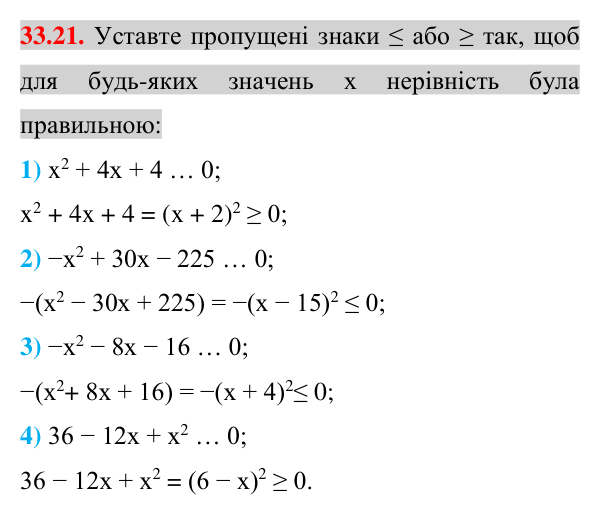 Відповідь до завдання 33.21 (с. 17) з математики для 7 класу (Істер, 2024): Розкладання многочленів на множники за допомогою…