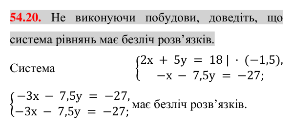Відповідь до завдання 54.20 (с. 186) з математики для 7 класу (Істер, 2024): Система двох лінійних рівнянь з двома змінними…