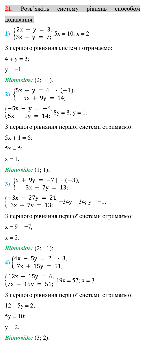 Завдання 21 для повторення теми 11 Відповідь до завдання 21 (с. 209) для повторення теми 11 з математики для 7 класу (Істер, 2024)