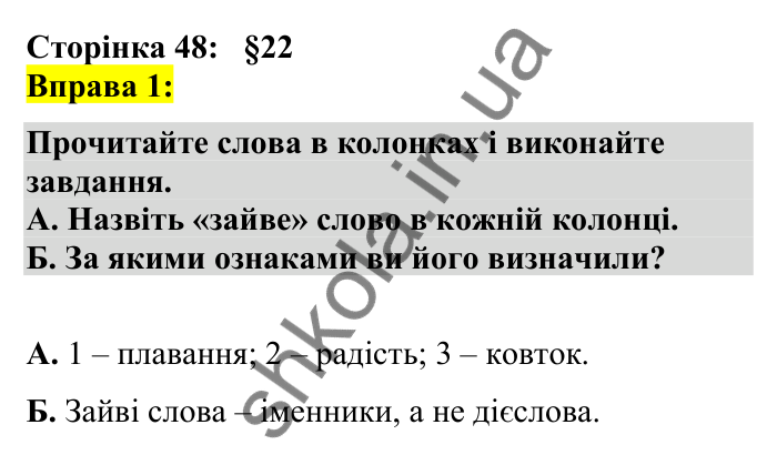 Відповідь до вправи 1 сторінка 48 ГДЗ Українська мова 7 клас Авраменко 2024