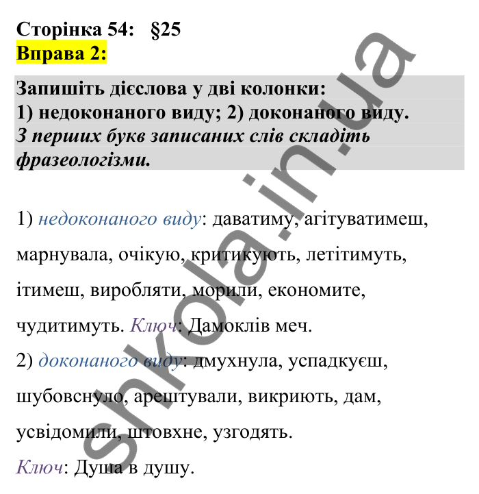 Відповідь до вправи 2 сторінка 54 ГДЗ Українська мова 7 клас Авраменко 2024