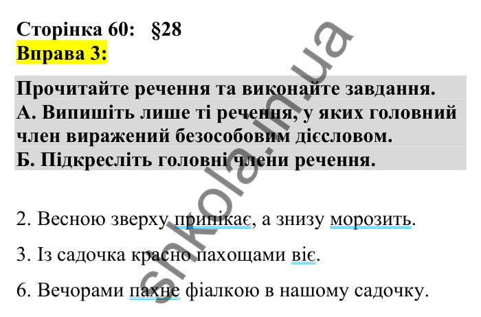 Відповідь до вправи 3 сторінка 60 ГДЗ Українська мова 7 клас Авраменко 2024