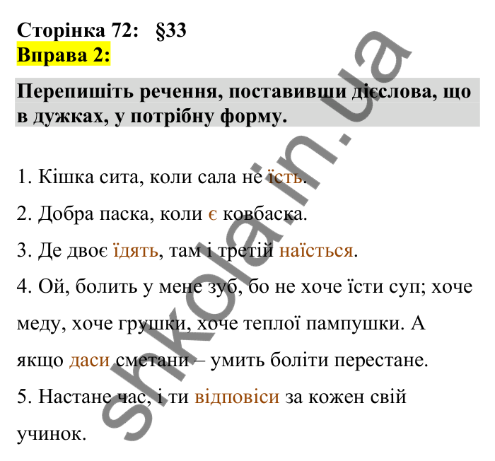 Відповідь до вправи 2 сторінка 72 ГДЗ Українська мова 7 клас Авраменко 2024