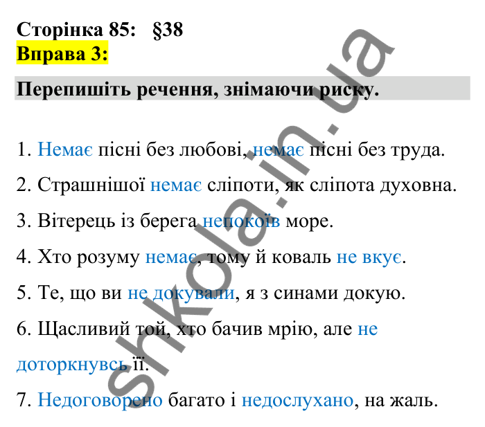 Відповідь до вправи 3 сторінка 85 ГДЗ Українська мова 7 клас Авраменко 2024