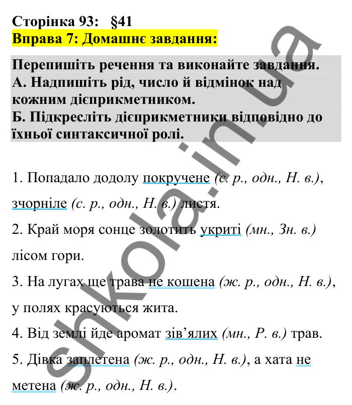 Відповідь до вправи 7 сторінка 93 ГДЗ Українська мова 7 клас Авраменко 2024