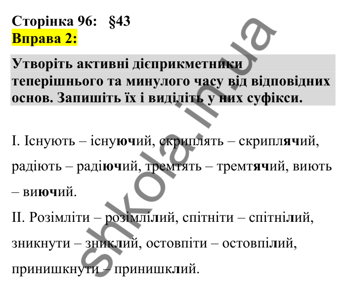 Відповідь до вправи 2 сторінка 96 ГДЗ Українська мова 7 клас Авраменко 2024