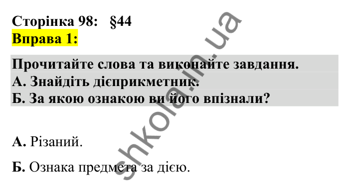 Відповідь до вправи 1 сторінка 98 ГДЗ Українська мова 7 клас Авраменко 2024