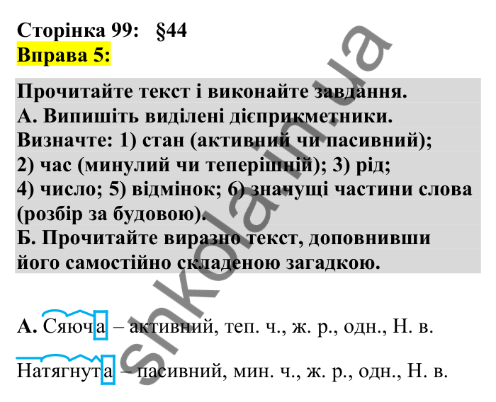 Відповідь до вправи 5 сторінка 99 ГДЗ Українська мова 7 клас Авраменко 2024