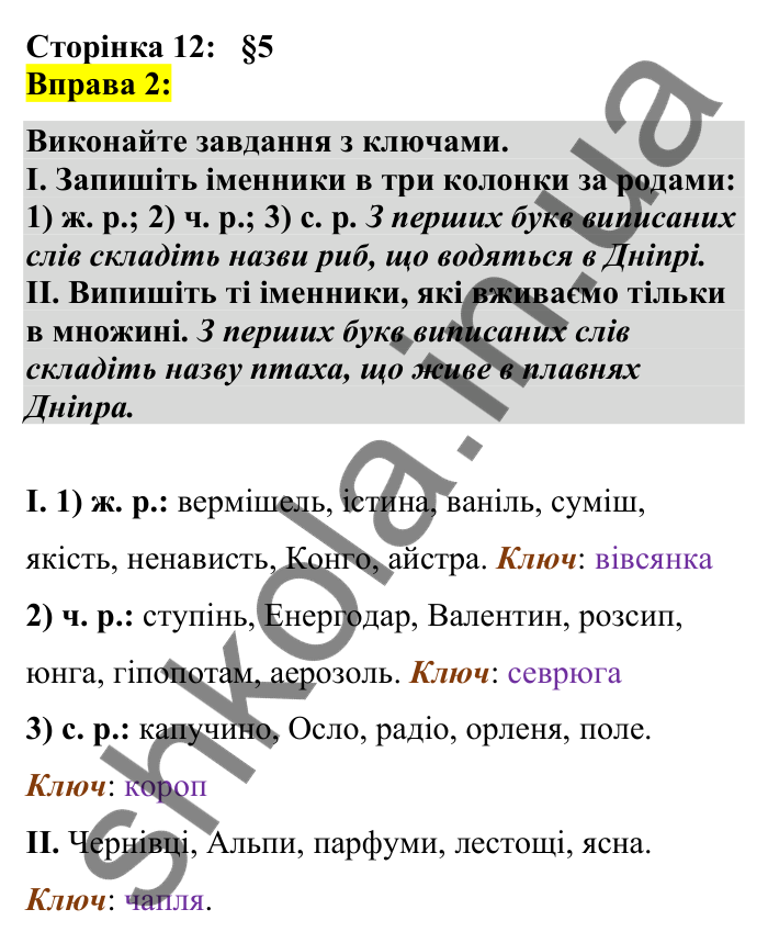 Відповідь до вправи 2 сторінка 12 ГДЗ Українська мова 7 клас Авраменко 2024