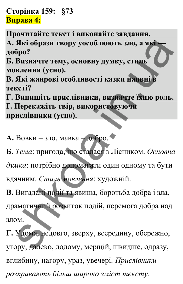 Відповідь до вправи 4 сторінка 159 ГДЗ Українська мова 7 клас Авраменко 2024