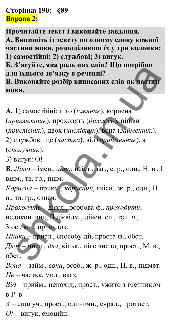 Відповідь до вправи 2 сторінка 190 ГДЗ Українська мова 7 клас Авраменко 2024
