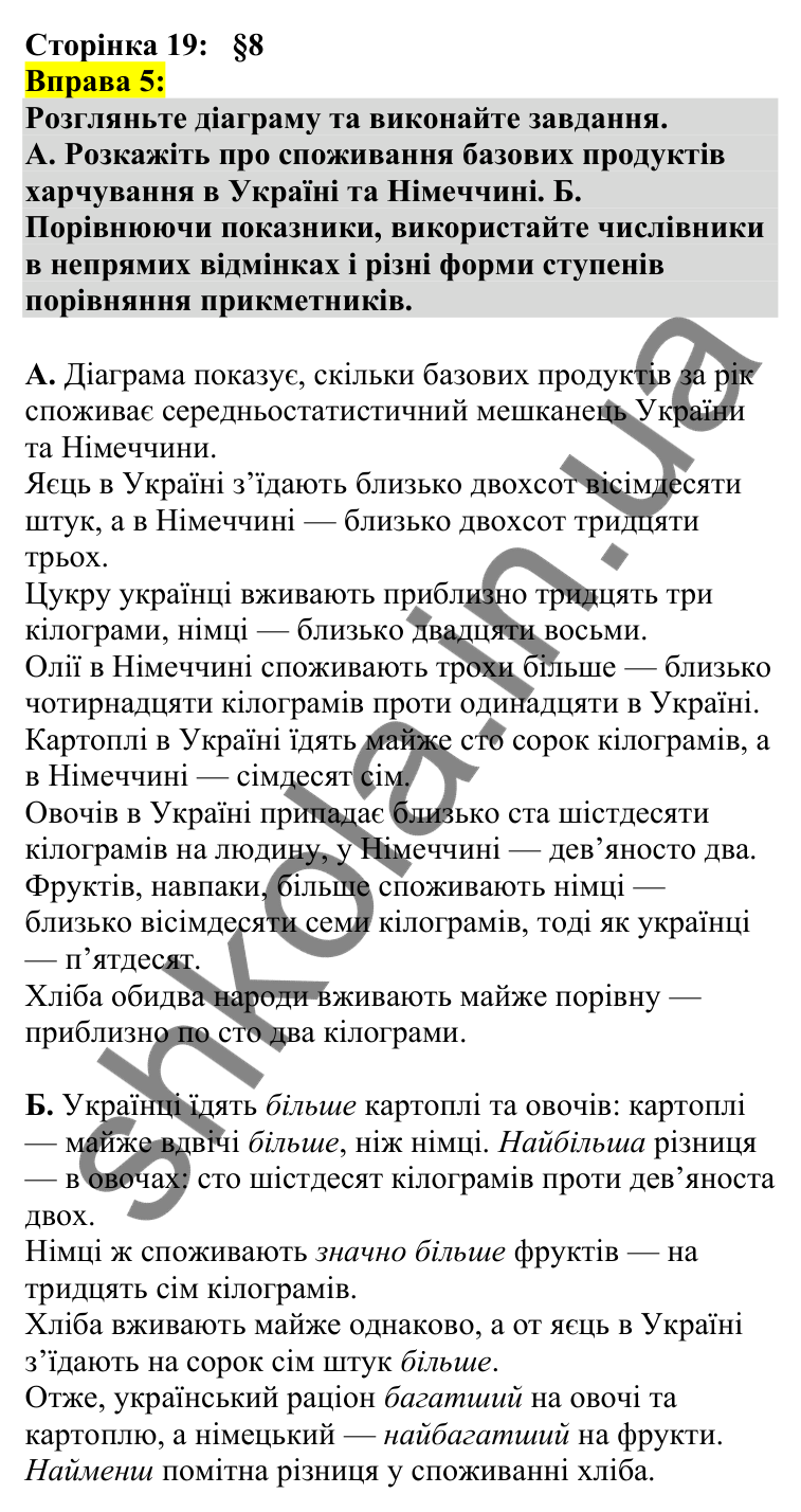 Відповідь до вправи 5 сторінка 19 ГДЗ Українська мова 7 клас Авраменко 2024