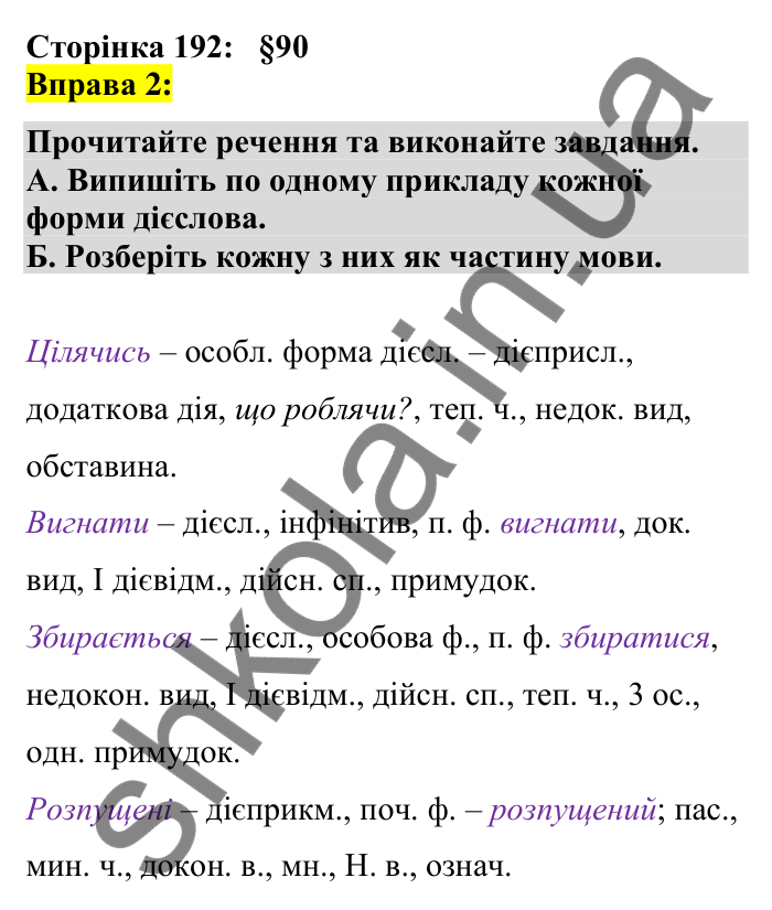 Відповідь до вправи 2 сторінка 192 ГДЗ Українська мова 7 клас Авраменко 2024