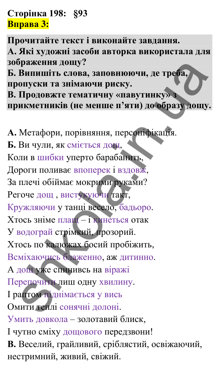 Відповідь до вправи 3 сторінка 198 ГДЗ Українська мова 7 клас Авраменко 2024