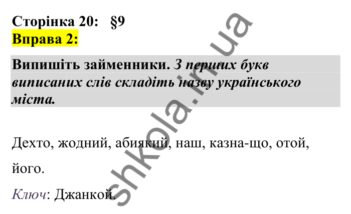 Відповідь до вправи 2 сторінка 20 ГДЗ Українська мова 7 клас Авраменко 2024