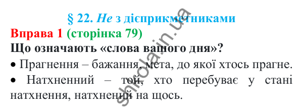 Відповідь до вправи 1 (с. 79) з української мови для 7 класу (Голуб, 2024): Не з дієприкметниками
