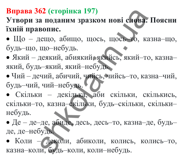 Відповідь до вправи 362 (с. 197) з української мови для 7 класу (Онатій, 2024): Написання часток