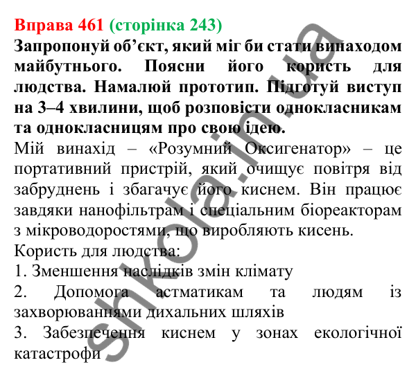 Відповідь до вправи 461 (с. 243) з української мови для 7 класу (Онатій, 2024): Розвиток мовлення 21. Підсумковий проєкт