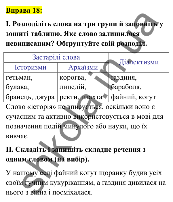 Вправа 18 Відповідь до вправи 18 (с. 11) з української мови для 7 класу (Заболотний, 2024): Лексикологія. Фразеологія