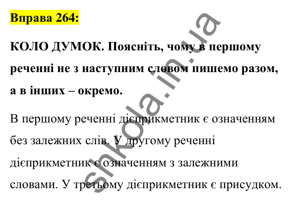 Вправа 264 Відповідь до вправи 264 (с. 112) з української мови для 7 класу (Заболотний, 2024): Написання не з дієприкметниками