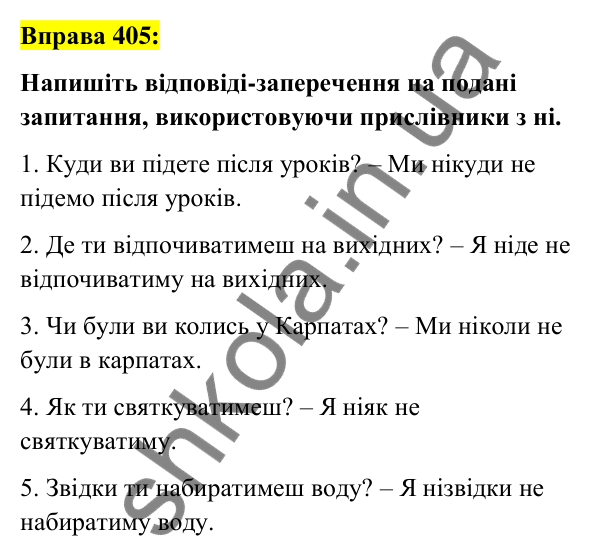 Вправа 405 Відповідь до вправи 405 (с. 173) з української мови для 7 класу (Заболотний, 2024): Написання не та ні з прислівниками