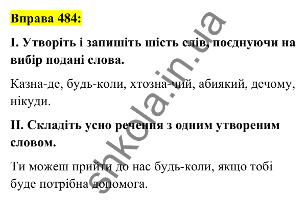 Вправа 484 Відповідь до вправи 484 (с. 210) з української мови для 7 класу (Заболотний, 2024): Написання часток