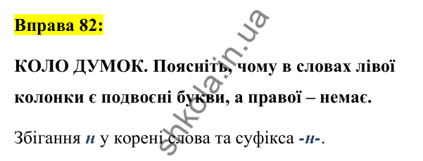 Вправа 82 Відповідь до вправи 82 (с. 35) з української мови для 7 класу (Заболотний, 2024): Подвоєні букви