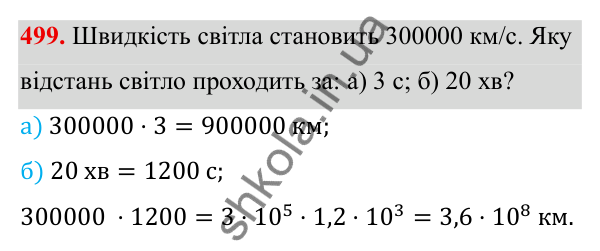 ГДЗ Алгебра 8 клас Бевз 2025 — завдання 499, § 10. Стандартний вигляд числа
