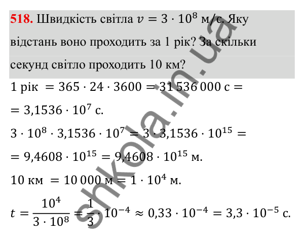 ГДЗ Алгебра 8 клас Бевз 2025 — завдання 518, § 10. Стандартний вигляд числа