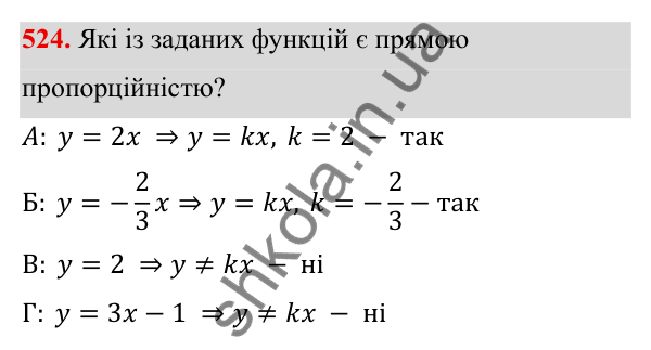 ГДЗ Алгебра 8 клас Бевз 2025 — завдання 524, § 11. Функція y = k/x
