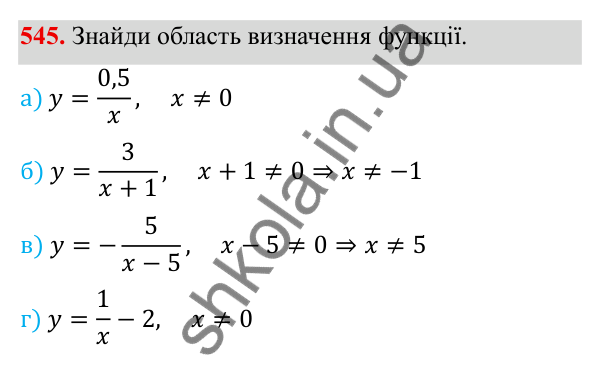 ГДЗ Алгебра 8 клас Бевз 2025 — завдання 545, § 11. Функція y = k/x