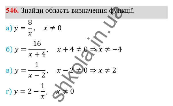 ГДЗ Алгебра 8 клас Бевз 2025 — завдання 546, § 11. Функція y = k/x