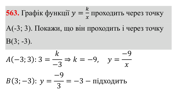 Завдання 563 ГДЗ Алгебра 8 клас Бевз 2025 — завдання 563, § 11. Функція y = k/x