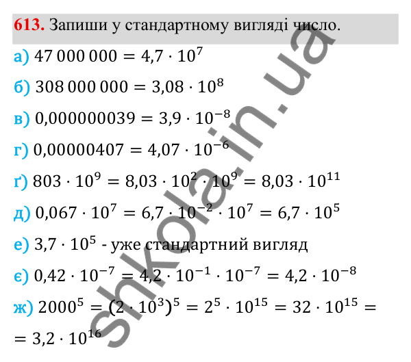 ГДЗ Алгебра 8 клас Бевз 2025 — завдання 613, § 12. Функція y = x²