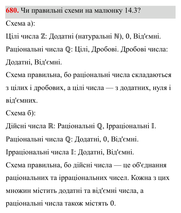 Завдання 680 ГДЗ Алгебра 8 клас Бевз 2025 — завдання 680, § 14. Числові множини