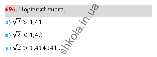 ГДЗ Алгебра 8 клас Бевз 2025 — завдання 696, § 14. Числові множини
